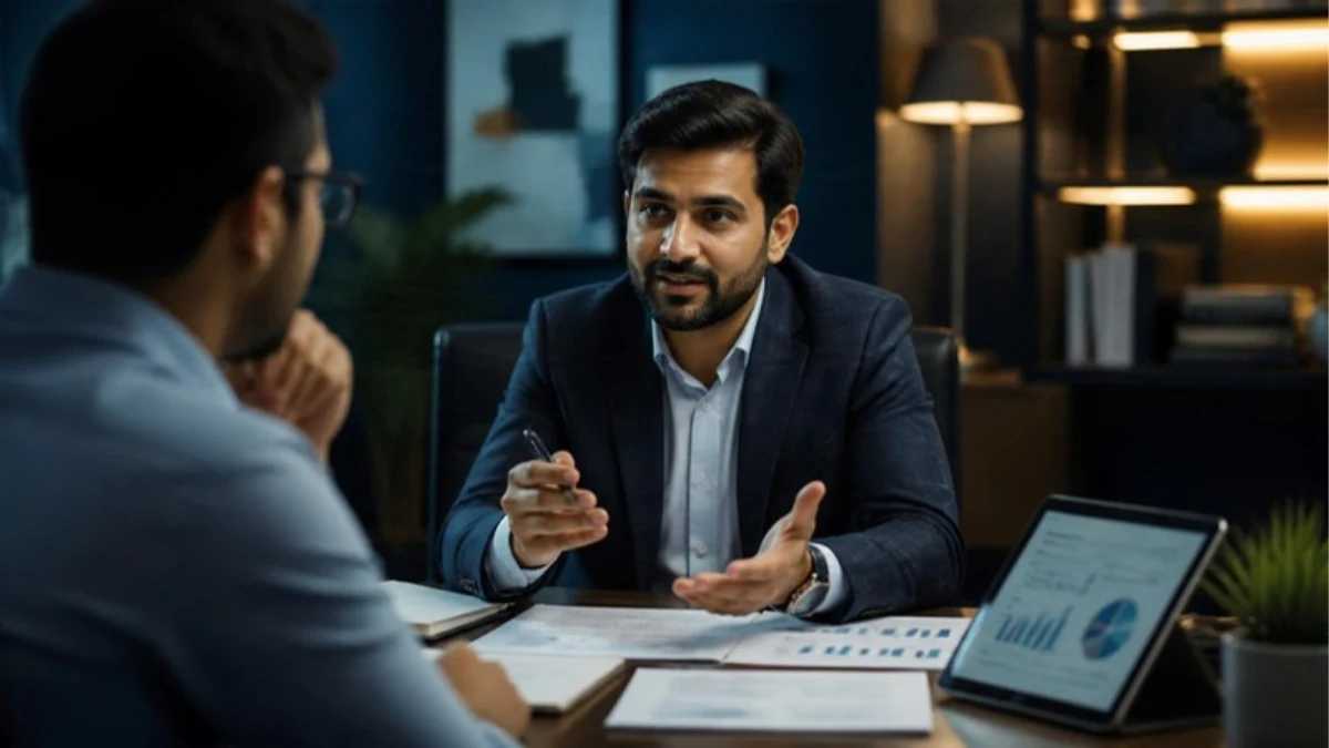 Financial advisor explaining a plan to a client