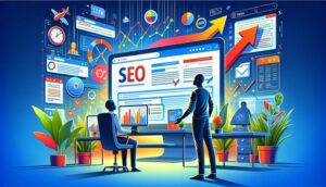 "Introduction to SEO" - A graphic illustrating the fundamentals of Search Engine Optimization in the digital marketing landscape.